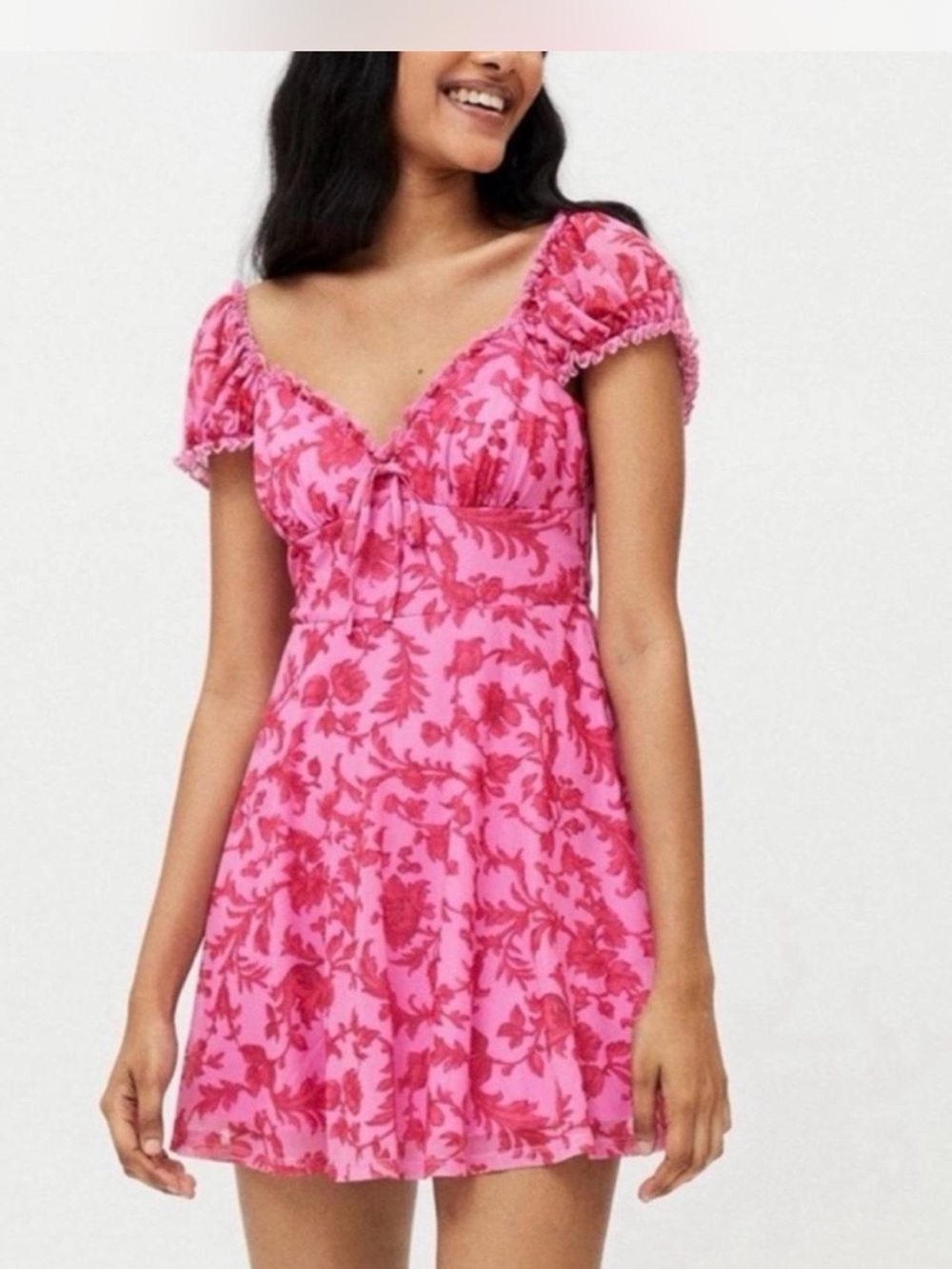 Urban Outfitters Blush Mesh Smock Back Mini Dress